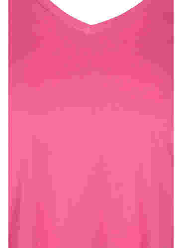 Basis t-shirt med v-hals, Fandango Pink, Packshot image number 2