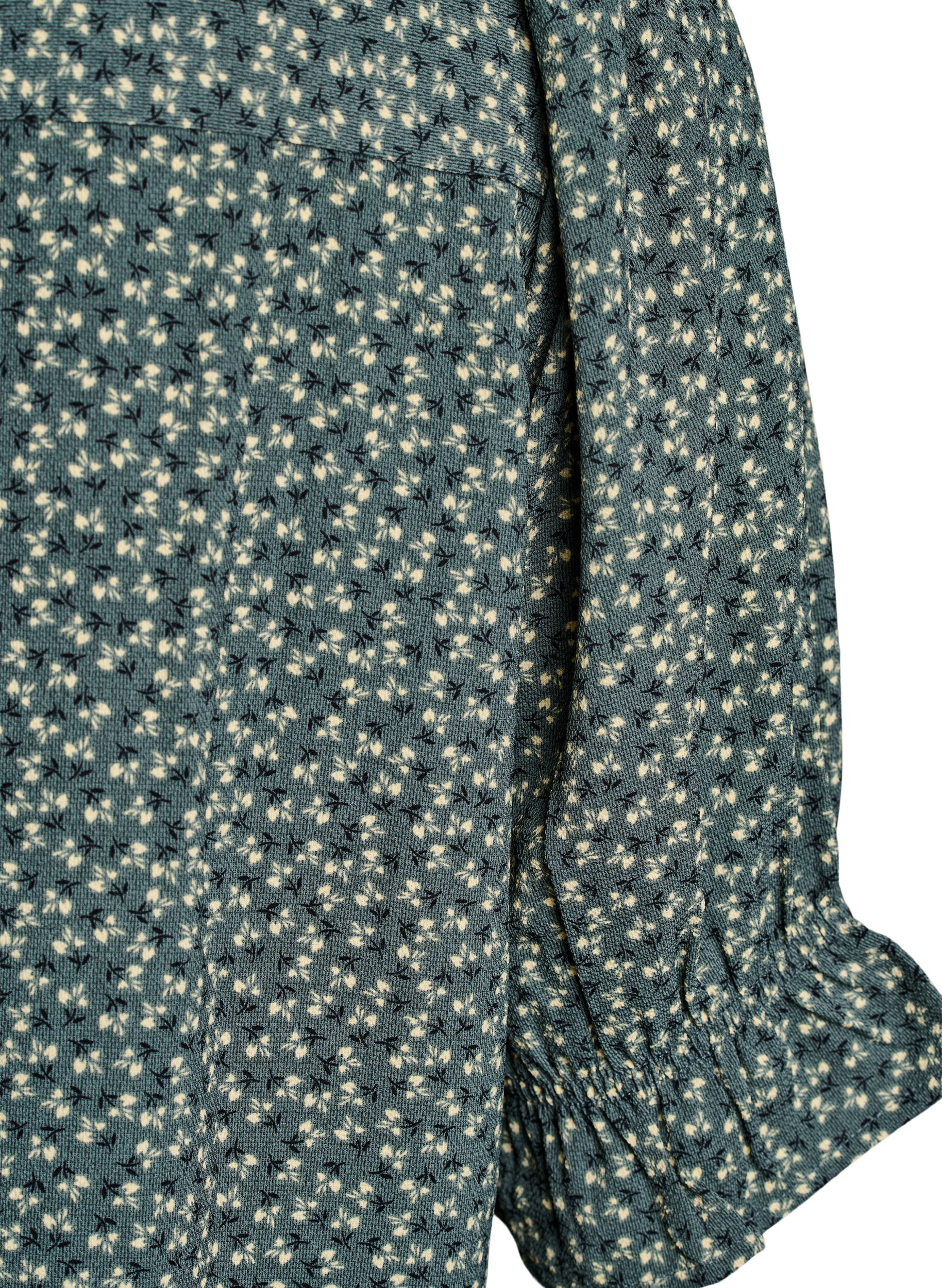ZizziSkjortebluse med 1/2 &aelig;rmer, Gr&oslash;n, Packshot image number 3