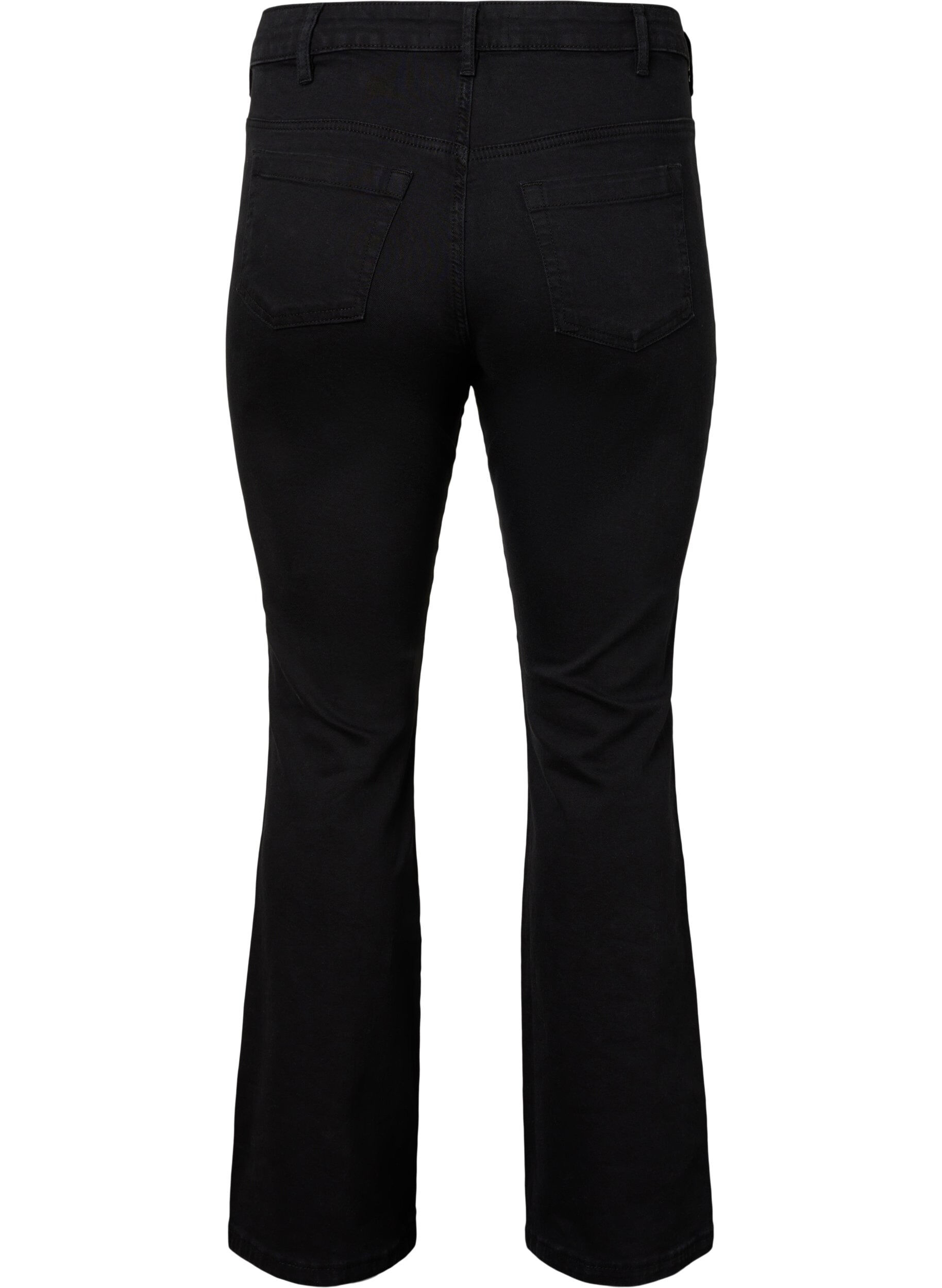 ZizziEllen bootcut jeans med h&oslash;j talje, Sort, Packshot image number 1