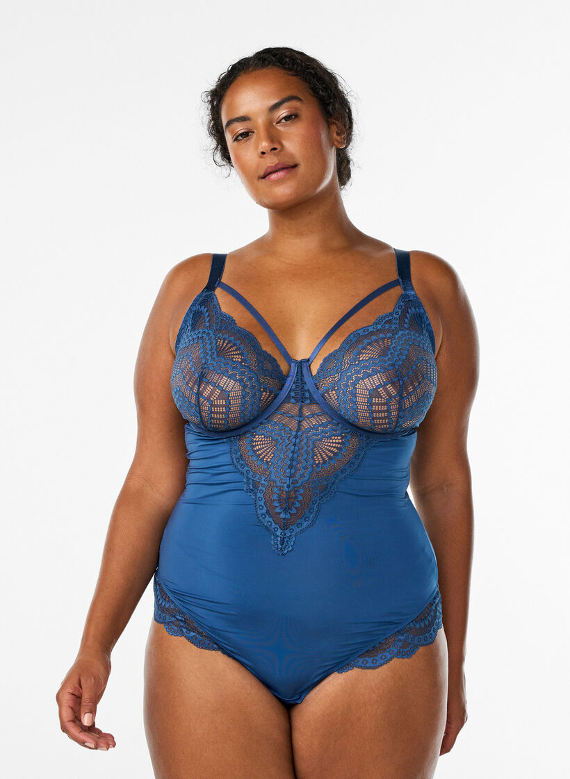 Blonde body med b&oslash;jle og stropdetalje, Bl&aring;, Model image number 0