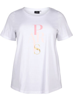 Bomulds t-shirt med tekstprint, B. White w. Paris, Packshot image number 0