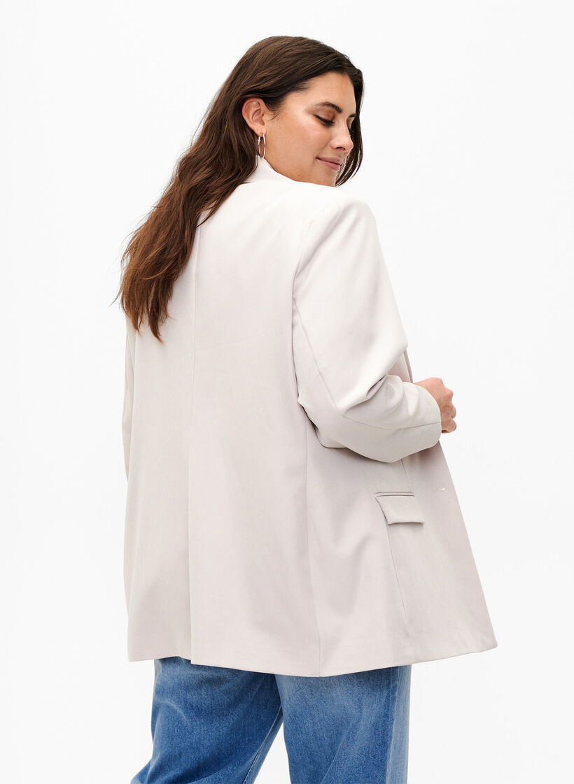 Klassisk blazer med knaplukning, Pumice Stone, Model image number 1