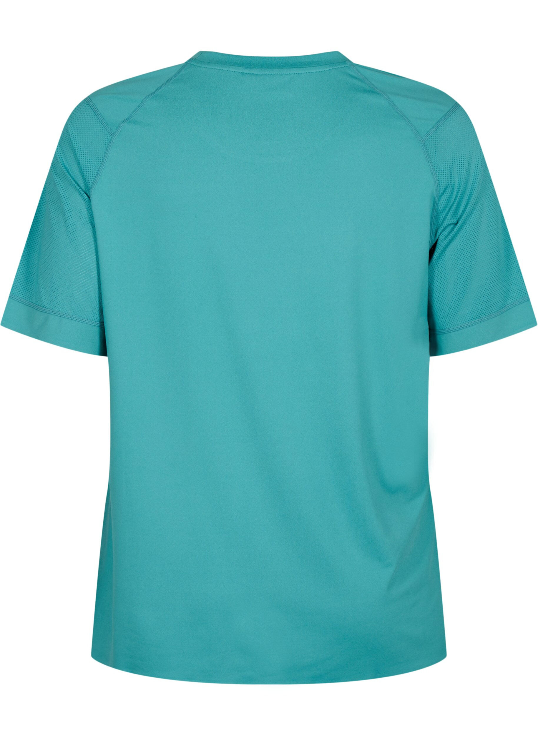 Zizzi Kort&aelig;rmet tr&aelig;nings t-shirt med rund hals, Green-Blue Slate, Packshot image number 1