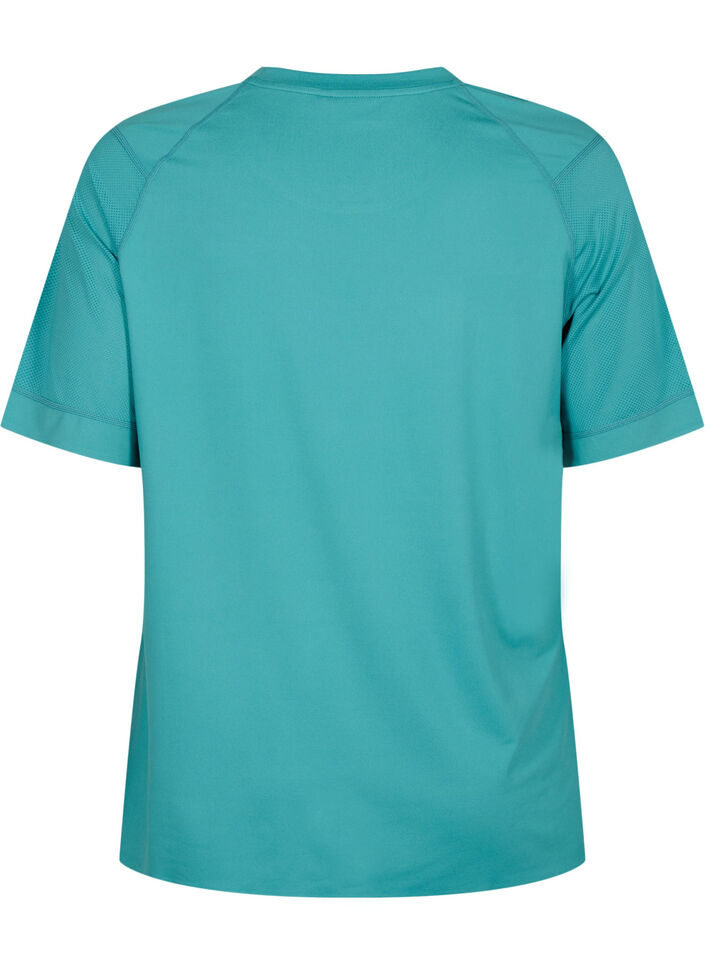 Kortærmet trænings t-shirt med rund hals, Green-Blue Slate, Packshot image number 1