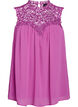 Ærmeløs festtop med crochet, Lilla, Packshot image number 0