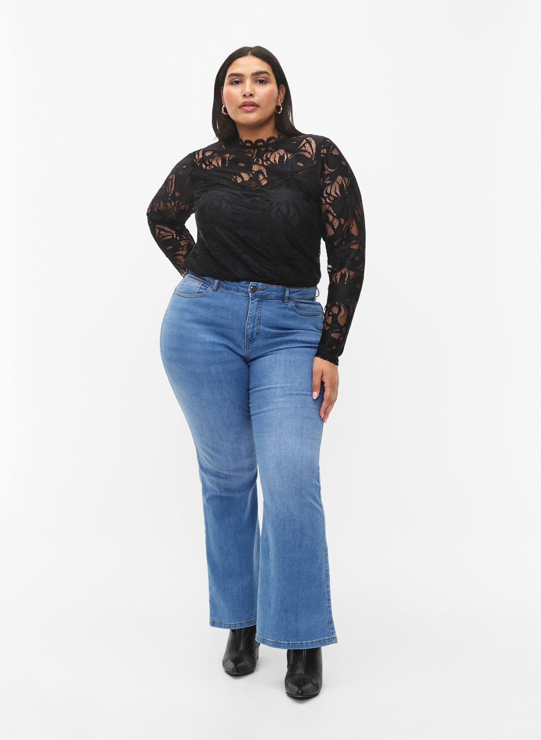 Zizzi Lang&aelig;rmet blondebluse, Black, Model image number 2