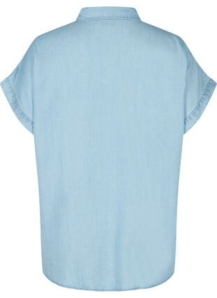 Kortærmet skjorte med brystlommer, Light blue denim, Packshot image number 1