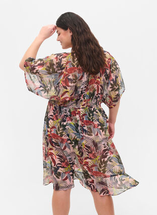 Strand kimono med print, Palm Print, Model image number 1