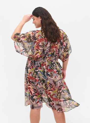 Strand kimono med print, Palm Print, Model image number 1