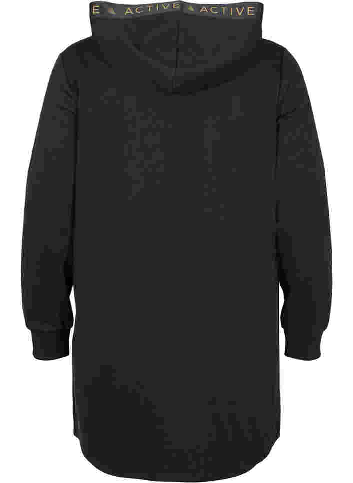 Sweatkjole med hætte og lomme, Black, Packshot image number 1
