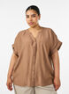 Viskosebluse med knapper og struktur, Brun, Model image number 0