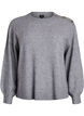 Strikbluse med knapdetalje, Gr&aring;, Packshot image number 0