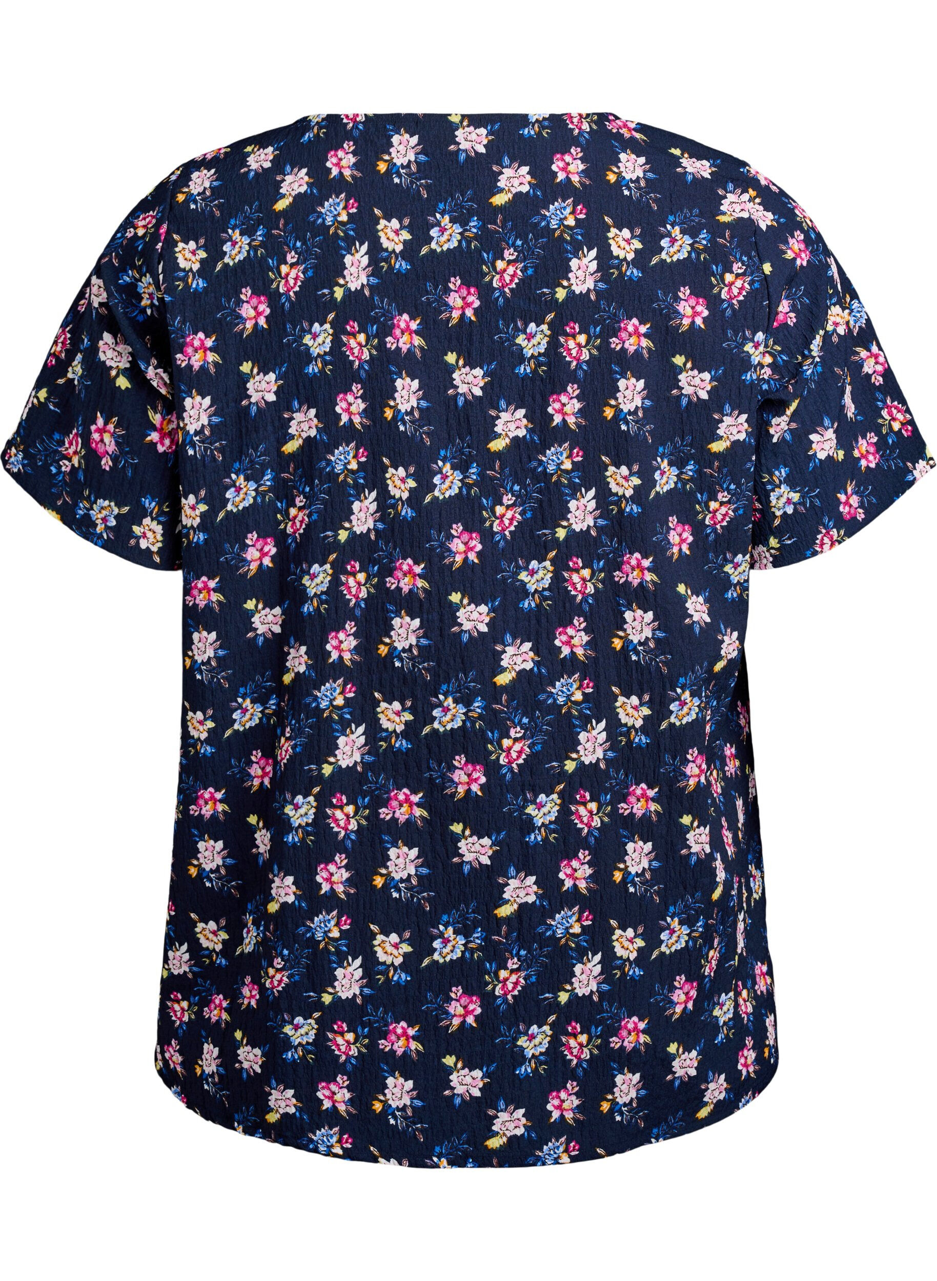 ZizziKort&aelig;rmet bluse med tekstur, Bl&aring;, Packshot image number 1