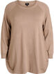 Strikbluse med knapper i siden, Beige, Packshot image number 0