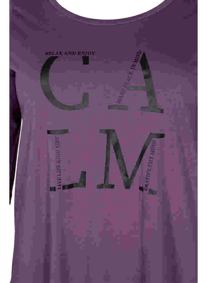 Bomulds t-shirt med 3/4 ærmer, Vintage Violet, Packshot image number 2