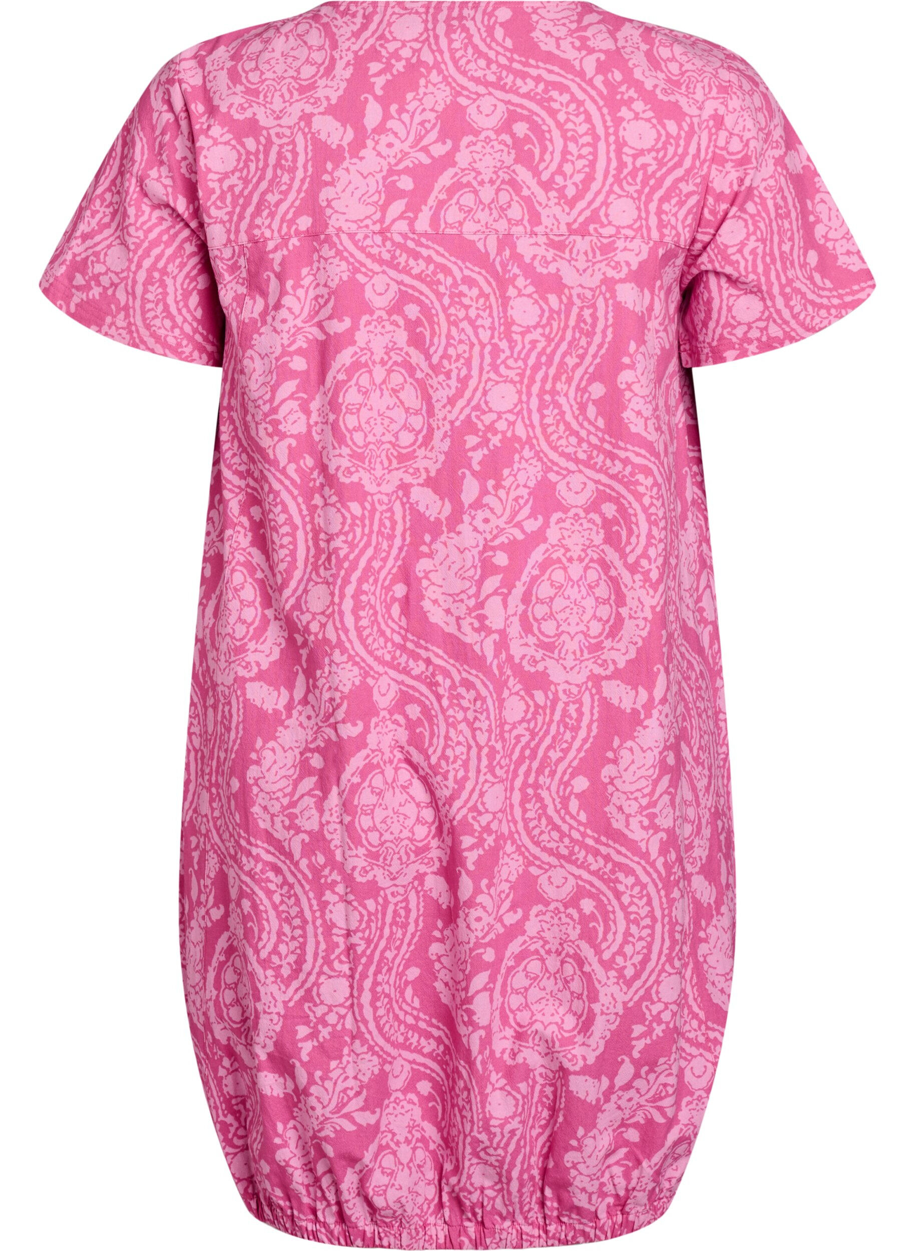 ZizziKort&aelig;rmet bomuldskjole med print, Lyser&oslash;d, Packshot image number 1