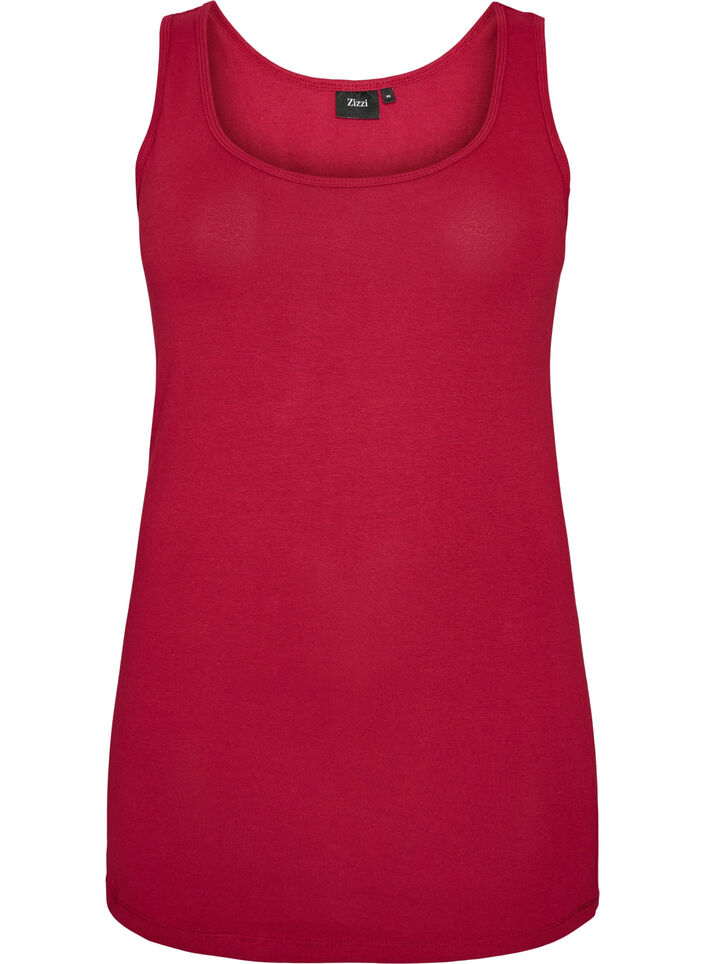 Ensfarvet basis top i bomuld, R&oslash;d, Packshot image number 0