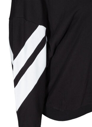 Sweatshirt med printdetaljer på ærmerne, Black, Packshot image number 3