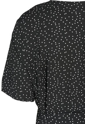 Prikket wrap kjole med korte ærmer, Black, Packshot image number 3