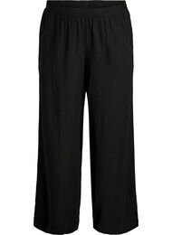 Bukser i h&oslash;r og viskose med vide ben, Sort