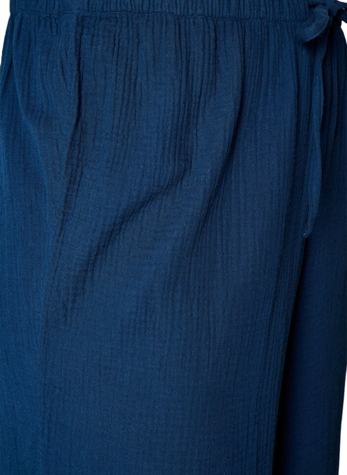 L&oslash;se pyjamasbukser i bomuldsmusselin, Bl&aring;, Packshot image number 3