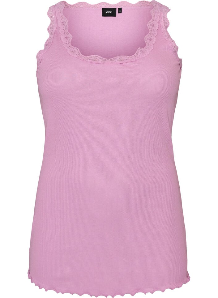 Top med blondekant, Lilla, Packshot image number 0