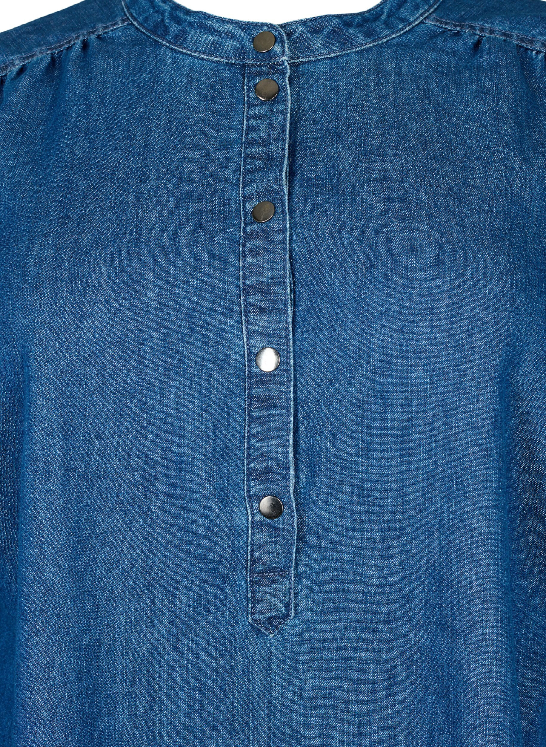 Zizzi Lang&aelig;rmet denim kjole, Blue denim, Packshot image number 2