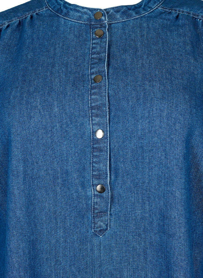 Langærmet denim kjole, Blue denim, Packshot image number 2