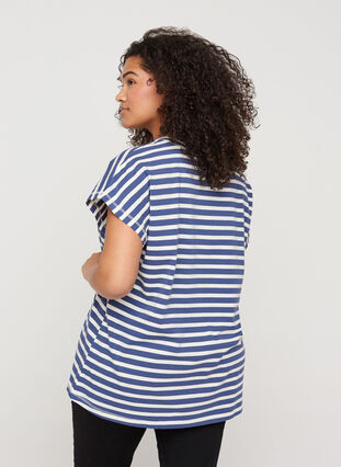 Stribet t-shirt i bomuld, Twilight Blue Stripe, Model image number 1