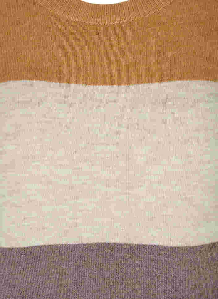 Stribet strikbluse med ribkant, Rocky Road Comb, Packshot image number 2