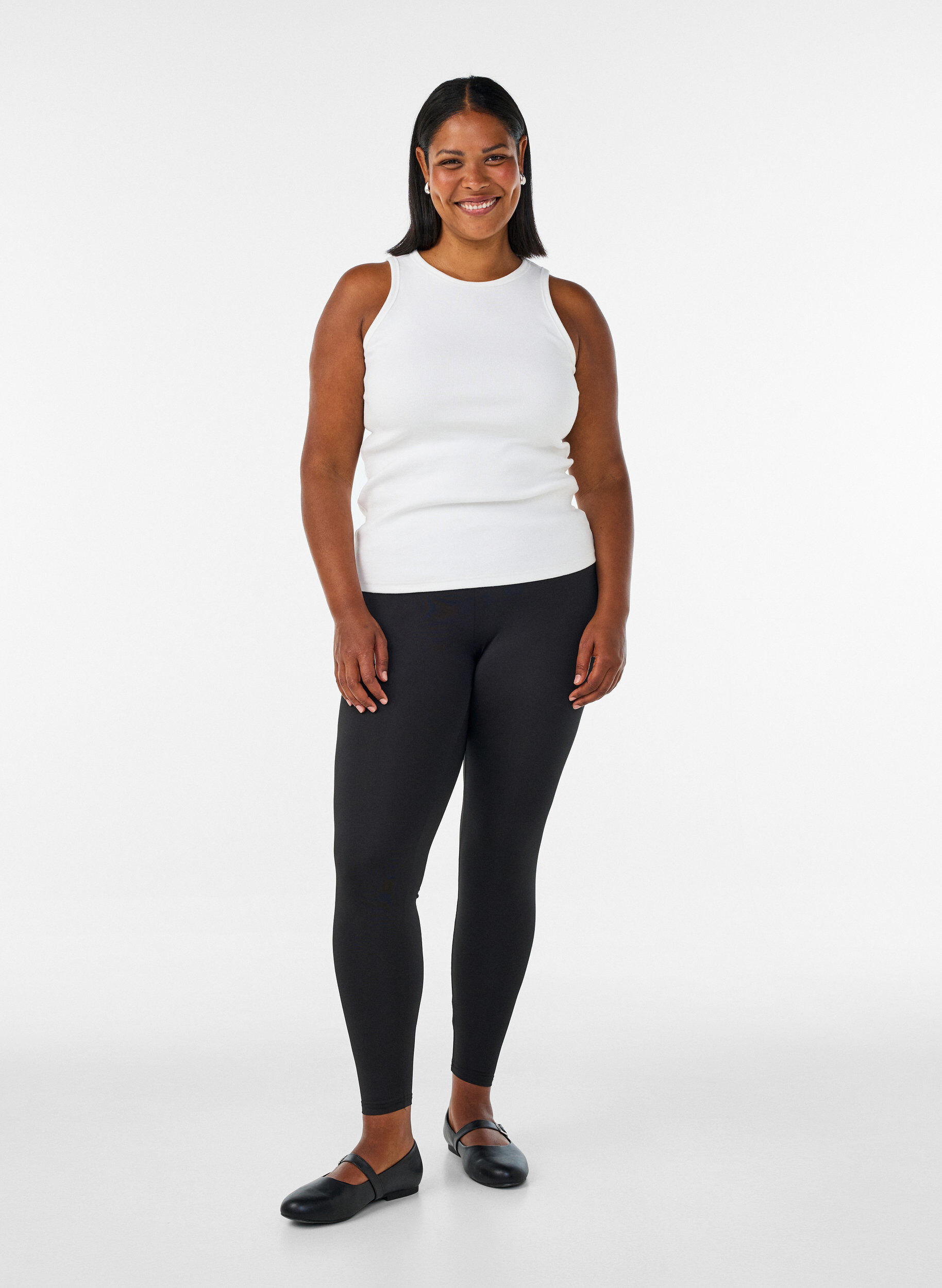 Zizzi2-pak basis leggings , Sort, Model image number 1