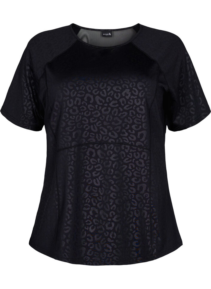 Trænings t-shirt med print og mesh, Black, Packshot image number 0