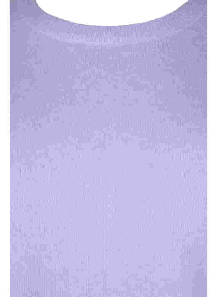 Stribet strikbluse med rund hals, Lavender Comb, Packshot image number 2