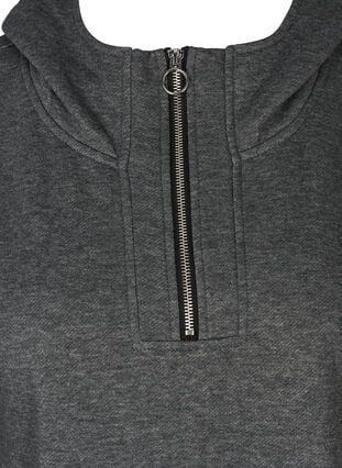 Lang sweatshirt med hætte, Dark Grey Melange, Packshot image number 2