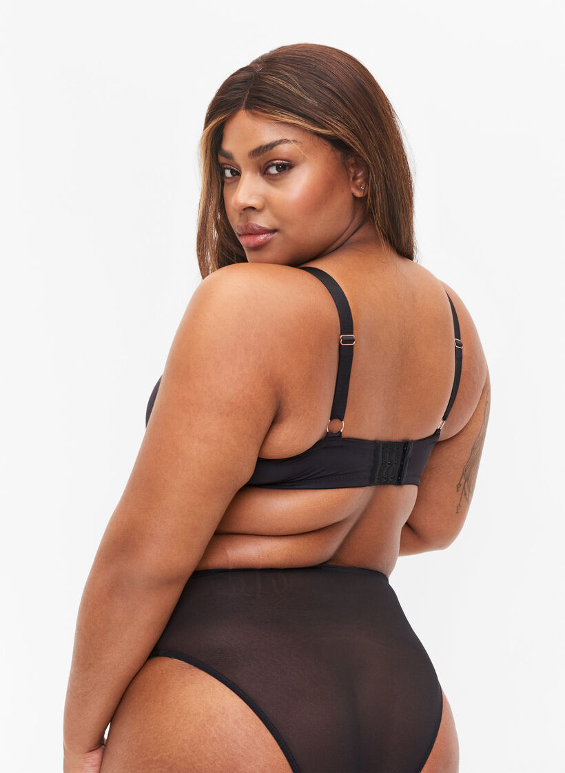 Full cover bøjle bh med string-detaljer, Black, Model image number 1
