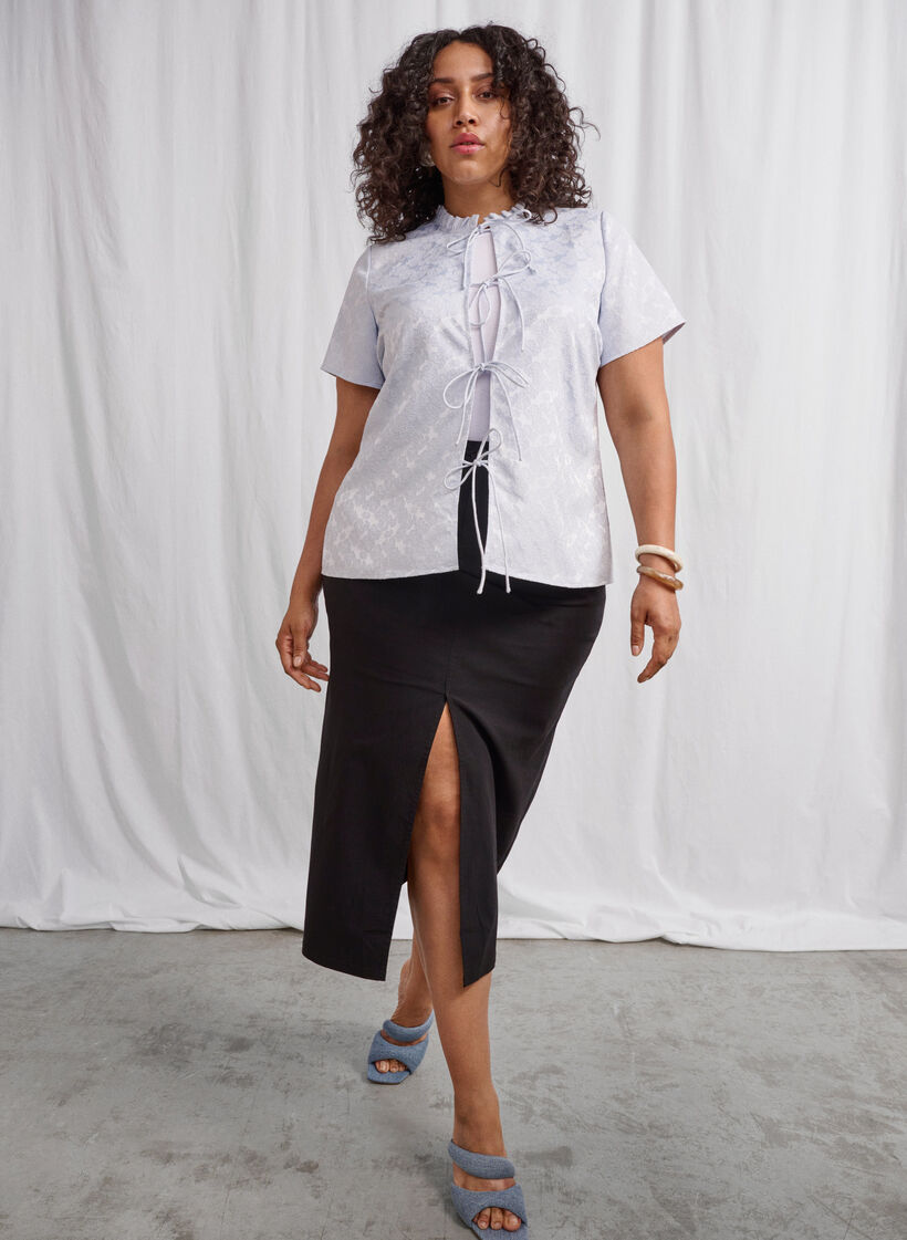 Lang nederdel med slids foran, Sort, Image image number 0