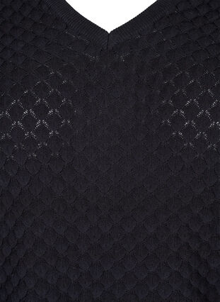 Mønstret strikbluse med v-hals, Black, Packshot image number 2