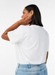 T-shirt i bomuld med korte &aelig;rmer og print, Hvid, Model image number 2