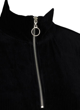 Velour kjole med høj hals og lynlås, Black, Packshot image number 2