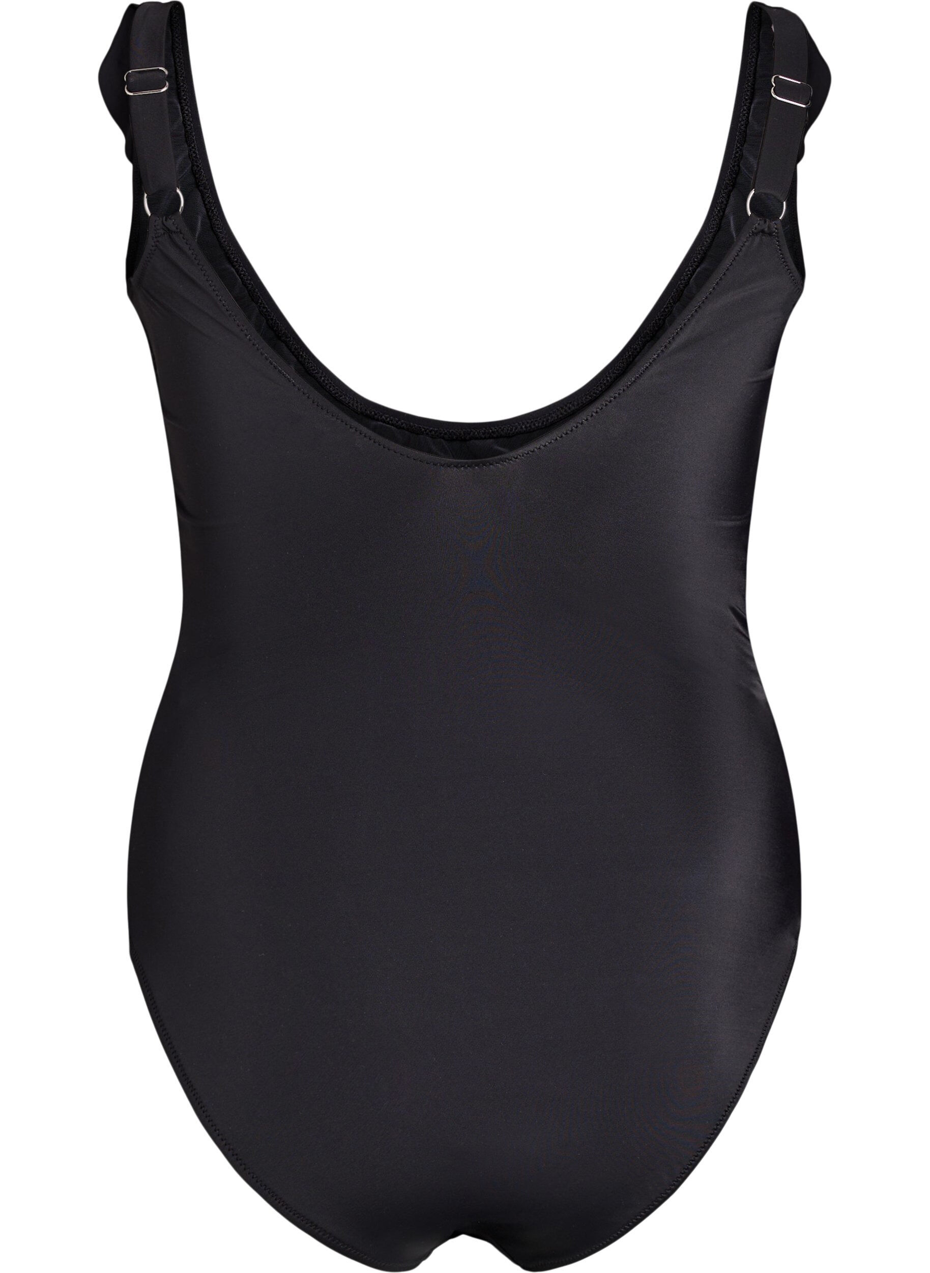 Zizzi Badedragt med fl&aelig;ser og udtagelige indl&aelig;g, Sort, Packshot image number 1