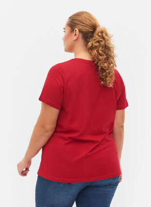 Jule t-shirt i bomuld, Tango Red Reindeer, Model image number 1