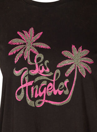 Kortærmet t-shirt i økologisk bomuld, Black LOS ANGELES, Packshot image number 2