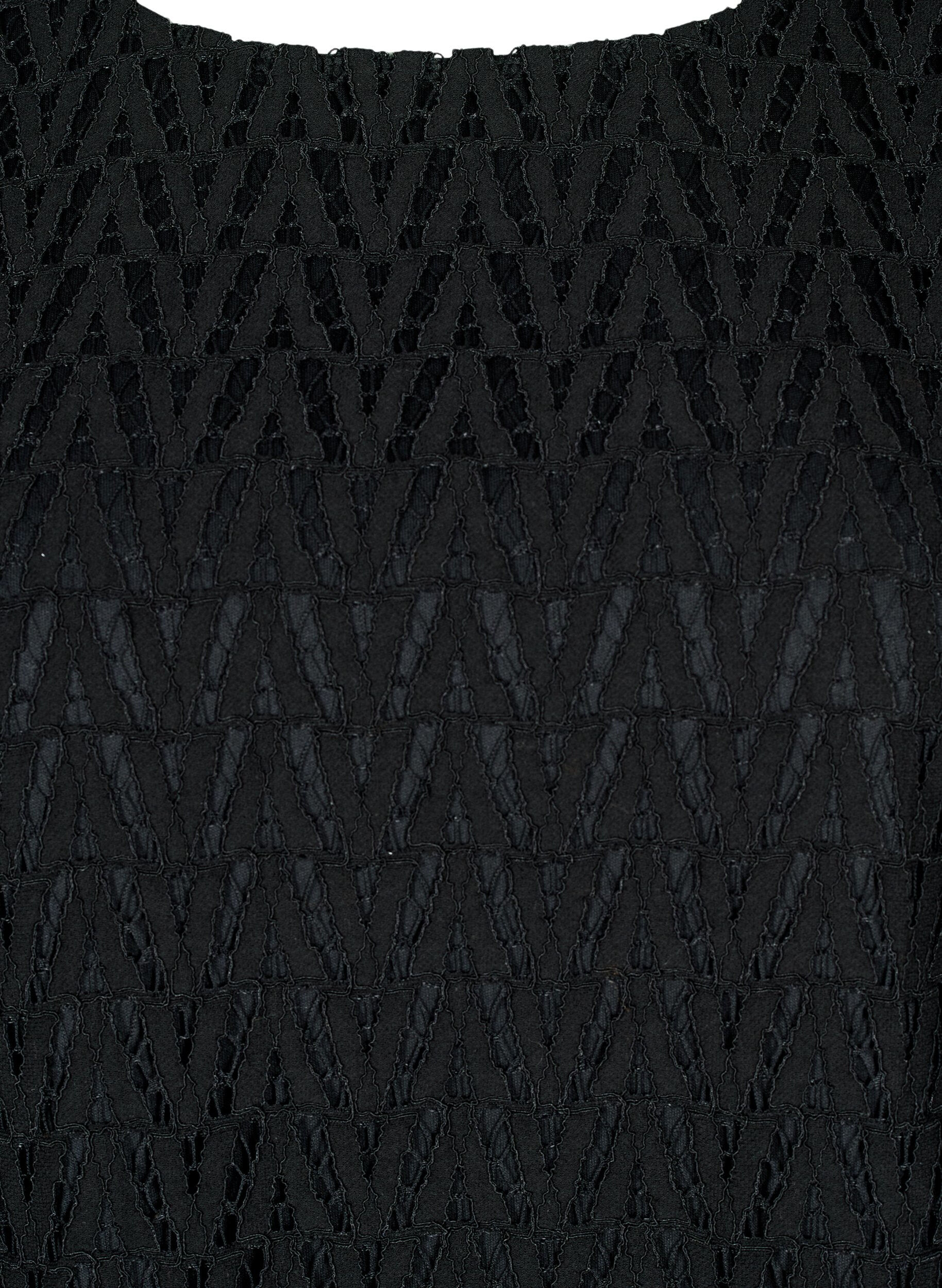 Zizzi Blondebluse med fl&aelig;se&aelig;rmer, Black, Packshot image number 2