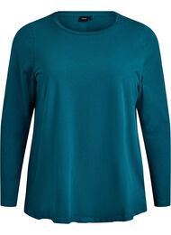 Basis jerseybluse med lange ærmer, Grøn