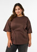 T-shirt med draperet detalje, Brun, Model image number 0