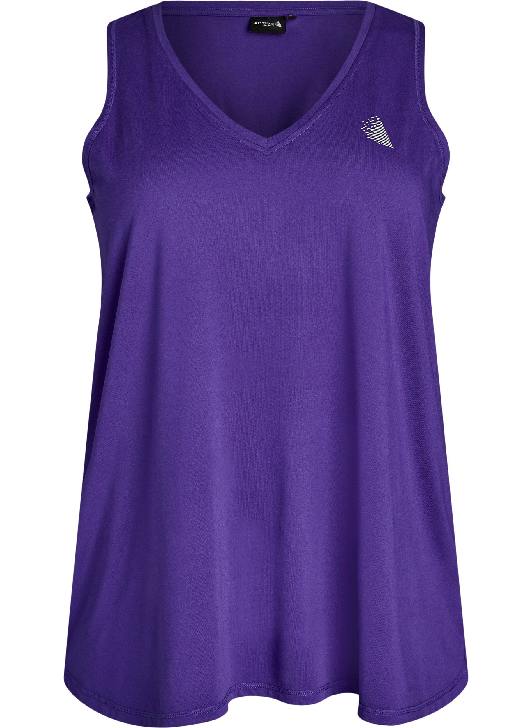 Zizzi Tr&aelig;ningstop med v-udsk&aelig;ring , Lilla, Packshot image number 0