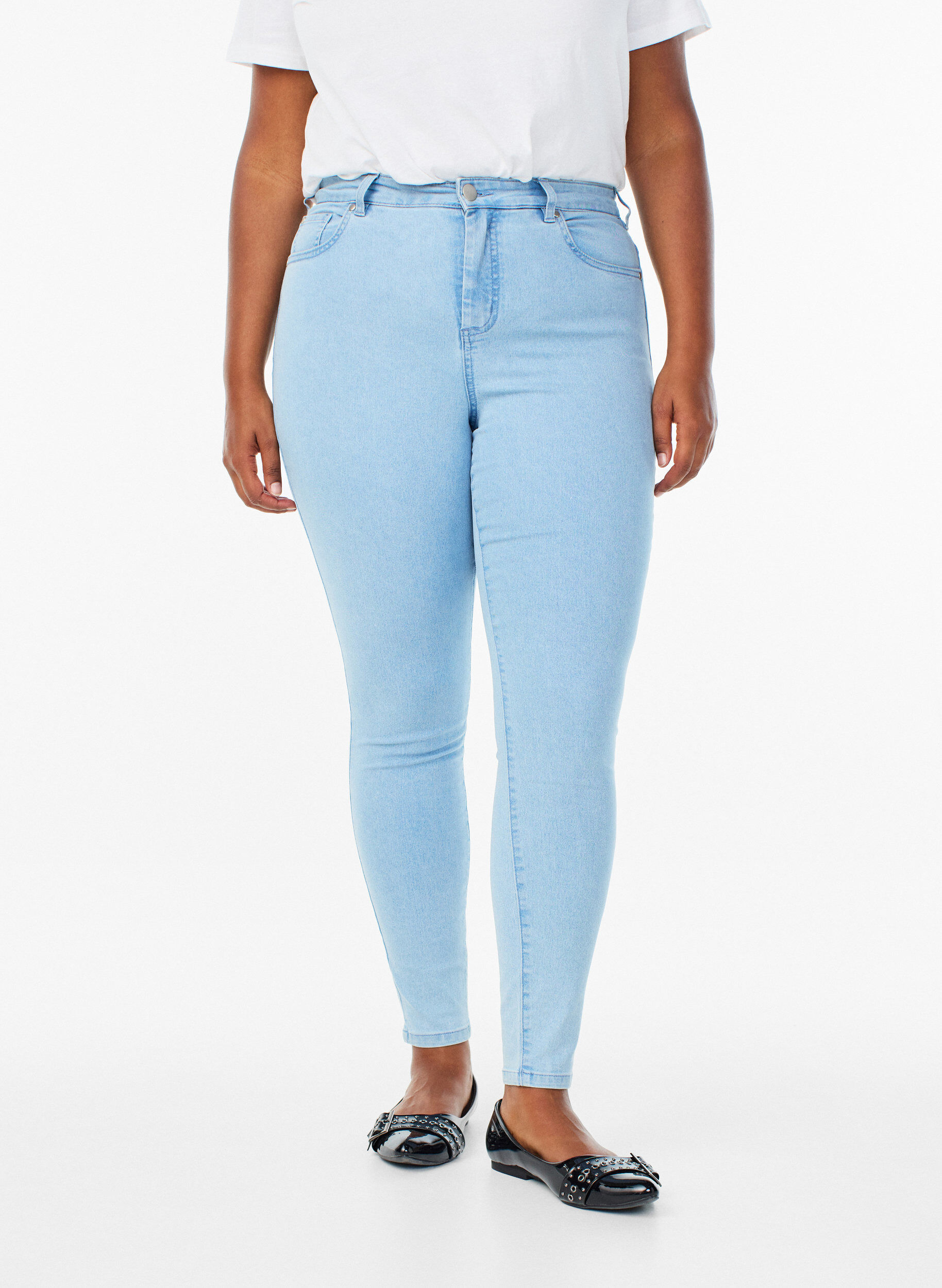 ZizziAmy jeans med h&oslash;j talje og super slim fit, Bl&aring;, Model image number 2