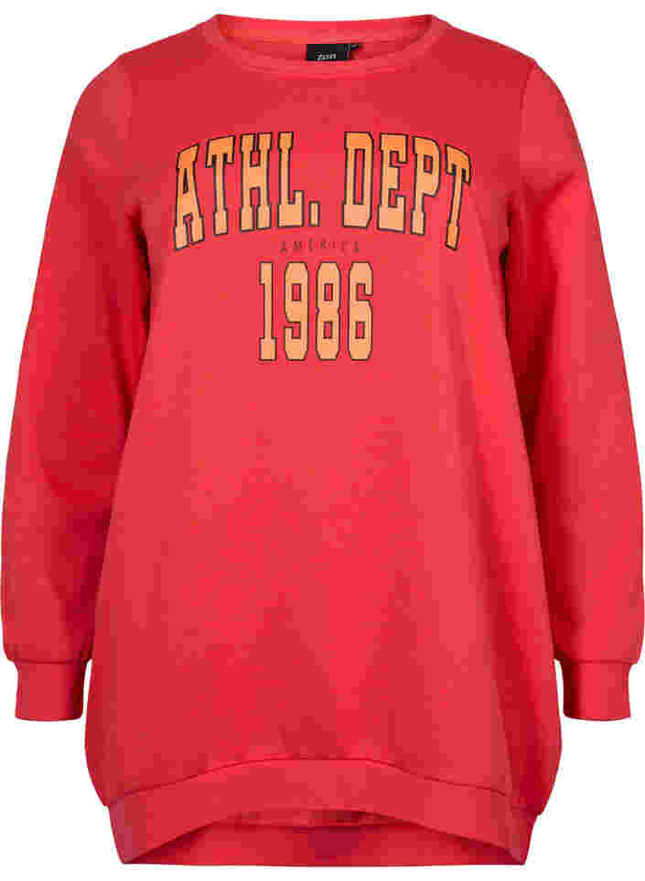 Lang sweatshirt med tekstprint, Hisbiscus, Packshot image number 0