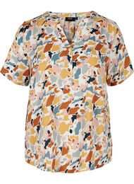 Printet bluse med korte ærmer, Multicolor AOP
