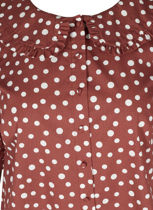 Kortærmet bomulds tunika med prikker, Marsala AOP, Packshot image number 2